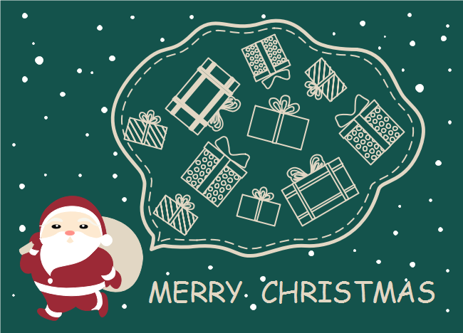 Cartão de Natal com Saco de Presentes do Papai Noel