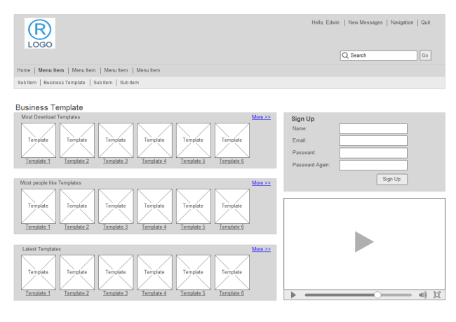 Compartir Wireframe del sitio web