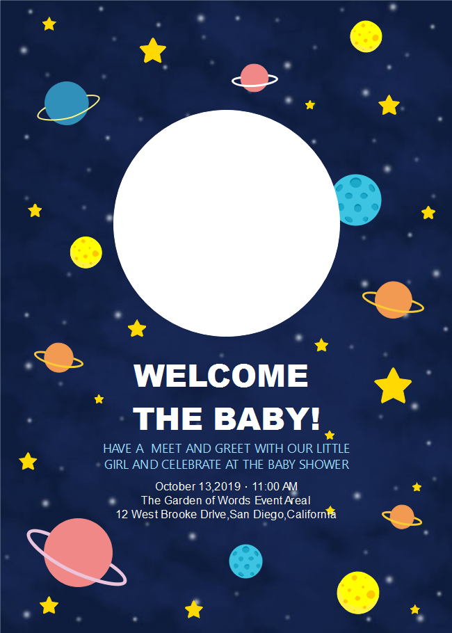 Cartão de Convite Chá de Bebê Universo