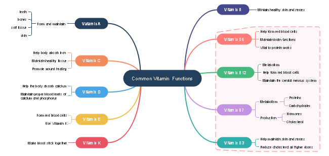 Vitamin Functions Mind Map