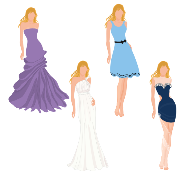 Women dressed in stylish trendy clothes - female Vector Image