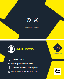 black background yellow blocks business card