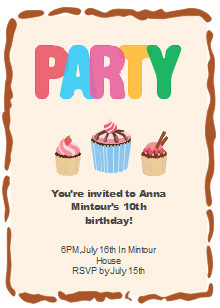 Cupcake Birthday Party Invitation