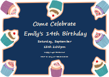 Cupcakes Birthday Invitation Card