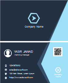 dark blue background light blue triangle business card