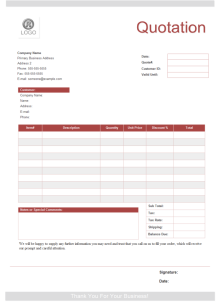 Price Quote Form Template