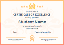 Orange Frame School Certificate
