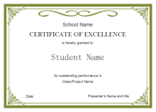 Modèle de certificat pour les élèves