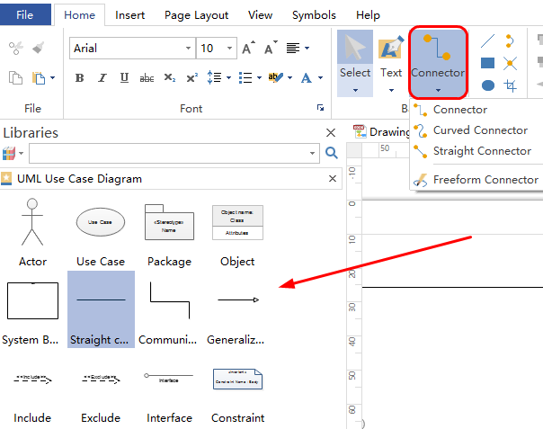 Connect Use Case Diagram Shapes