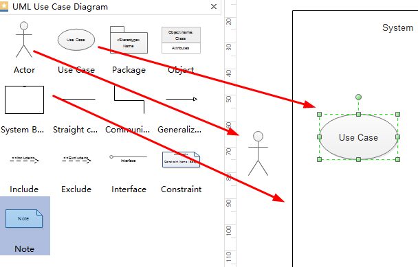 Drag Use Case Diagram Shapes