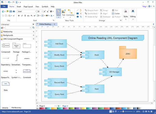 interfaz de editor de diagramas uml en windows