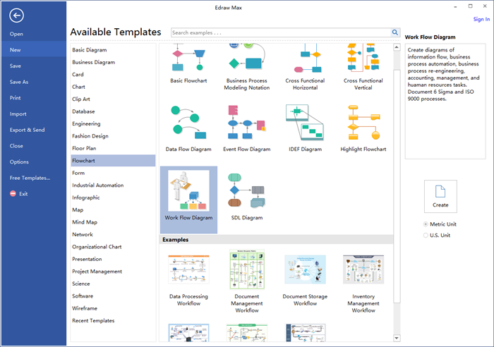 Vorlagen für Workflow-Diagramme